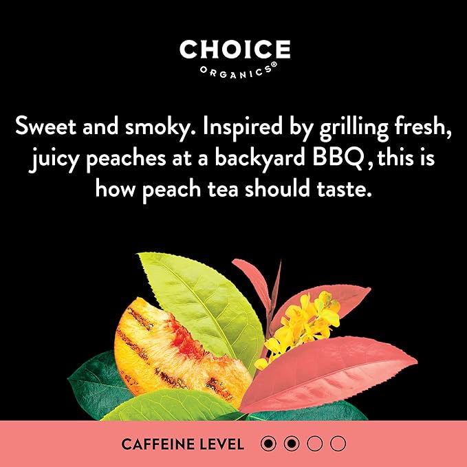 Choice Organics - Organic Picnic Peach Tea (3 Pack) - Rainforest Alliance - Contains Caffeine - 48 Organic Black Tea Bags