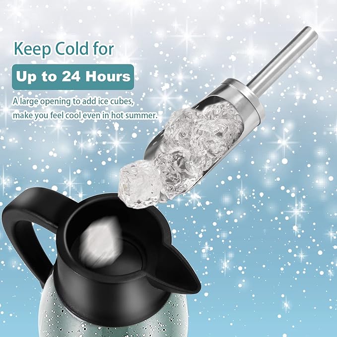 Yummy Sam Thermal Coffee Carafe Stainless Steel 68oz(2 Lifter) Double Walled Vacuum Coffee Water Beverage Dispenser 12 Hour Heat Retention/24 Hour Cold Retention (Green)