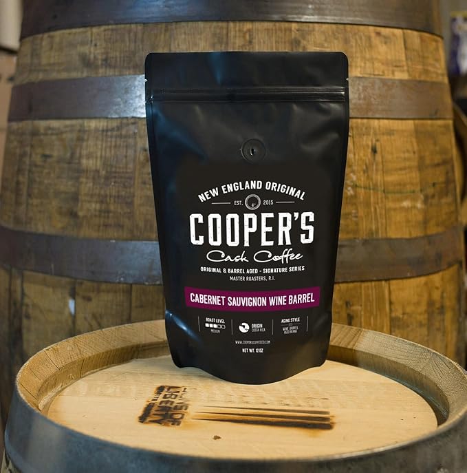 Cabernet Sauvignon Wine Barrel Aged Coffee | Costa Rica Beans, Incredibly Complex & Smooth Roasted Fresh - Whole bean 12oz Bag