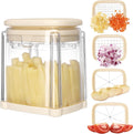 Navaris Multifunctional Vegetable Chopper - French Fry Cutter, Food Chopper, Potato Cutter, Onion Dicer, Apple Slicer, 4 Interchangeable Blades - Dishwasher Safe - Cream