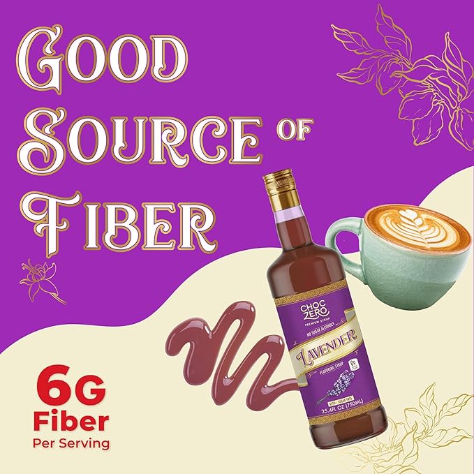 ChocZero Sugar Free Lavender Flavoring Syrup – Keto Friendly, Low Calorie & No Sugar Alcohols – 25.4 Fl Oz