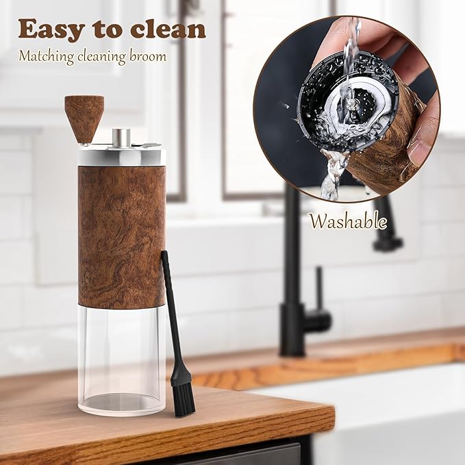 Manual Coffee Grinder, Stainless Steel Coffee Bean Grinder, Adjustable Burr Coffee Grinder, Foldable Handle Portable Coffee Grinders for Home Use, Office, Travel and Camping, for gift