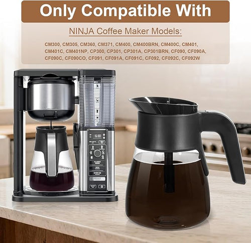 10-Cup Glass Carafe Replacement for Ninja CM401/CM400/CM300/CM371/CP301 Coffee Makers, Ninja Coffee Pot Replacement with Brew-Through Lid