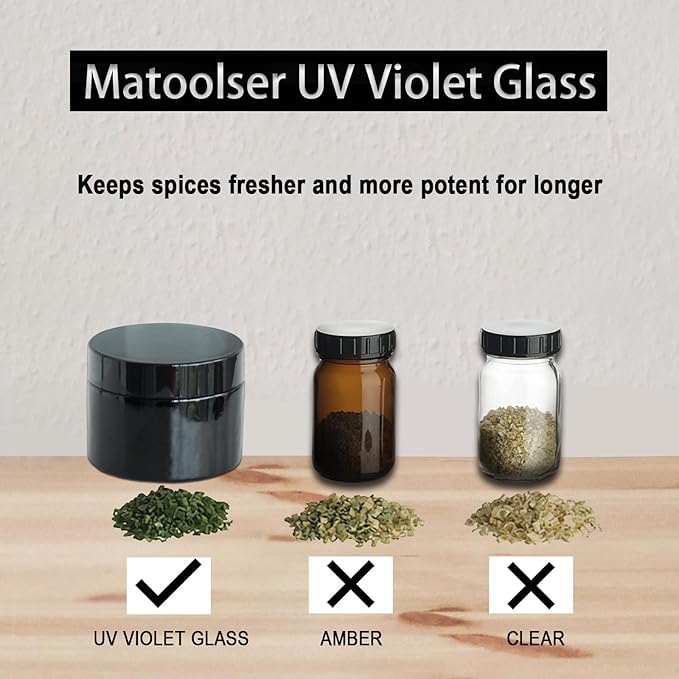 Black Glass Smell Proof Storage Jar 150ml Wide Mouth Airtight UV Protection Container for Spice Coffee