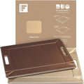 PLACEsMAT 2-in-1 Faux Leather Placemat & Serving Tray | Reversible Design, Lays Flat & Easy to Clean | Ottoman Food Tray, Perfect Housewarming Gift, 18” x 14” (Champagne & Bronze, Single)
