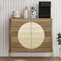 Sideboard Buffet Cabinet with Storage, Mid-Century Modern Kitchen Storage Cabinet with Adjustable Shelf and Circular Inlay Doors, Wooden Cupboard for Kitchen, Entryway