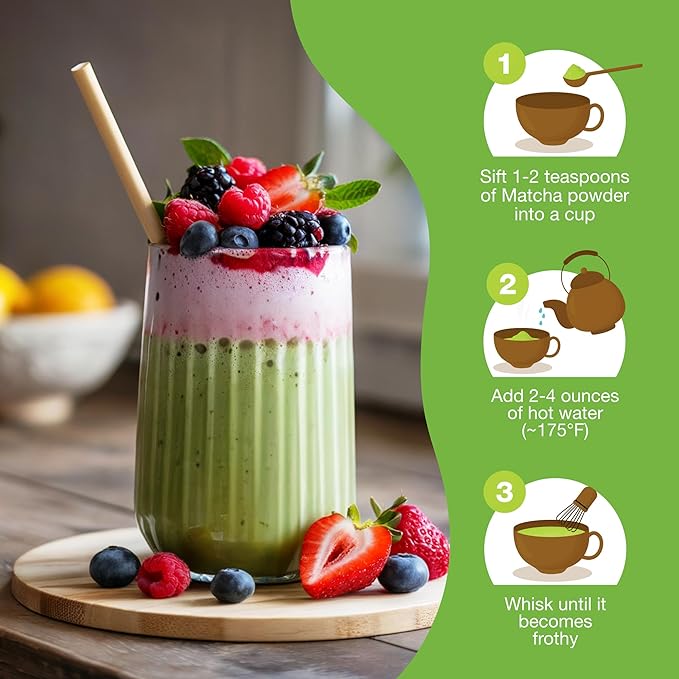 Organic Matcha Green Tea Powder (1lb) – Certified USDA Organic Powder for Matcha Latte, Tea, and Smoothies – Kosher, Non-Gmo, Antioxidant Rich Fruit Tea by Total Tea