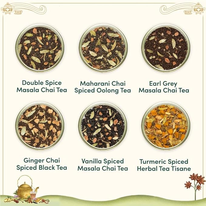 VAHDAM, Chai Tea Gift Set (12 varieties, 60+ servings) Chai Loose Leaf Tea in Tin Caddy Gift Box | Exotic Chai Tea Blends | Gluten Free, Non GMO | Christmas Gifts