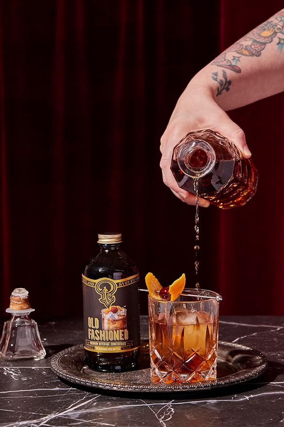 Portland Syrups Old Fashioned Flavor Beverage Concentrate – Craft Bold, Flavorful Cocktails, Mocktails Soda & More with a Classic Twist – Made w/Simple Ingredients, Less Sugar, 12 oz, 24 Servings