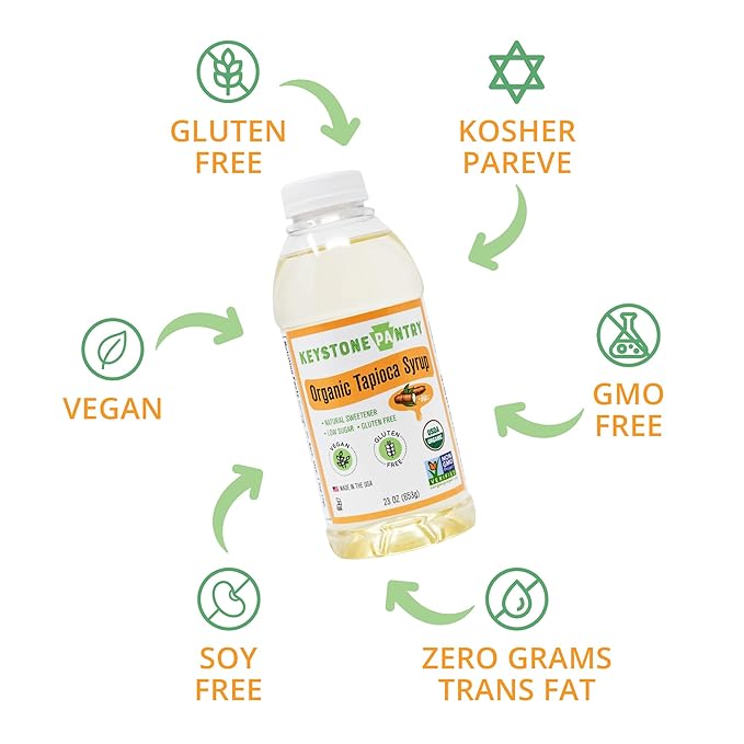 Keystone Pantry Organic Tapioca Syrup – 23 OZ Bottle – Vegan, Gluten Free – HFC, Corn Syrup Substitute – Syrup for Baking, Alternative Sweetener – Make Homemade Fudge, Ice Cream & More – 3 BOTTLES