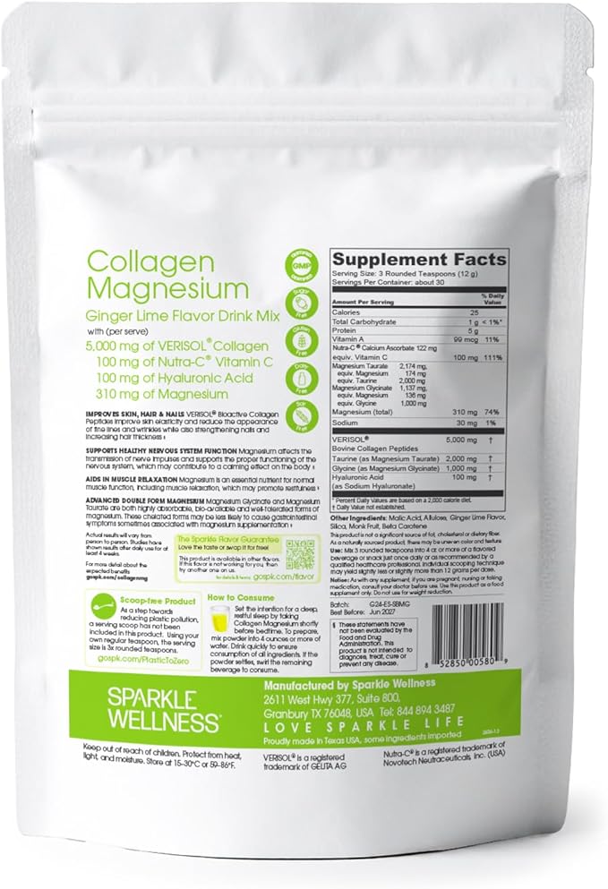 Collagen Magnesium Rest + Restore (Ginger Lime) [30 Serves] | VERISOL Bioactive Collagen Peptides, Magnesium Glycinate & Taurate Salts | Lauren Roxburgh Rest + Restore | Calming Nightly Beauty Routine
