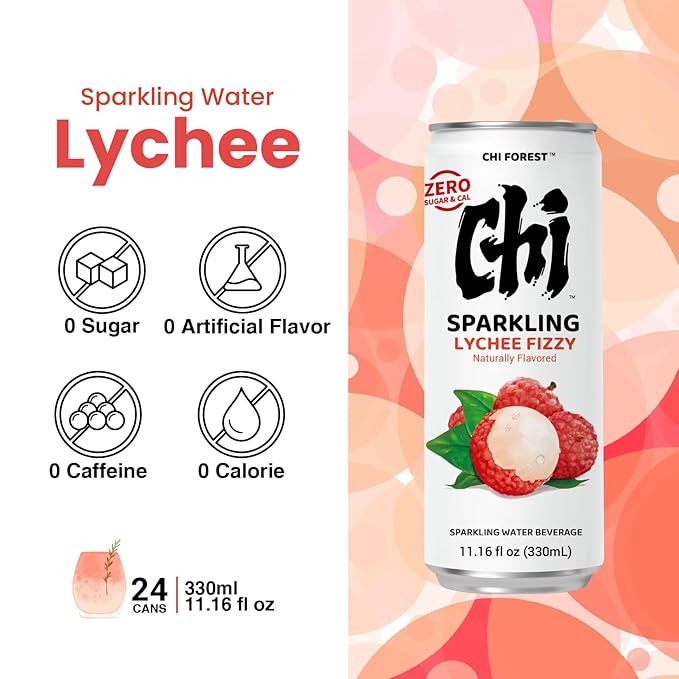 CHI FOREST White Peach& Lychee Fizzy Sparkling Water (11.15 oz* 24 * 2)