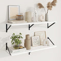 Axeman White Floating Shelves for Wall - 36 Inch Wide x 10 Inch Deep Floating Shelves Set of 2 -White Wide Wall Shelves for Living Room Bathroom Bedroom