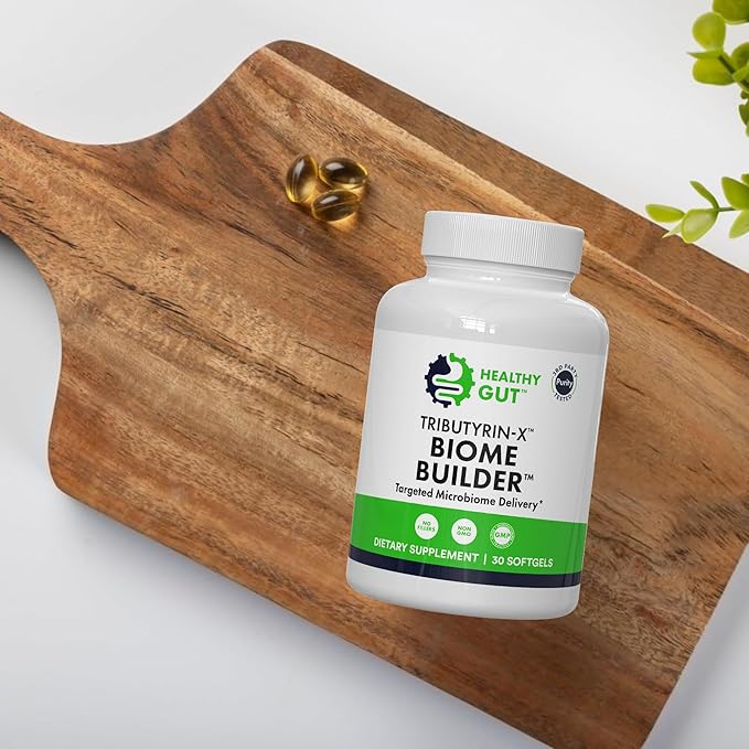 Healthy Gut Tributyrin-X | Most Bioavailable Butyrate Postbiotic for Gut Health & Leaky Gut Support | 99% Pure w/Zero Odor | 30 Softgels