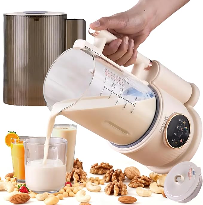 50oz Nut Milk Maker Machine, 10-in-1 Soy, Almond, Oat & Rice Milk Maker with 12 Stainless Steel Blades, Plant-Based Vegan Blender with Delay Start, Temp Hold, Boil Water & Easy Self-Cleaning