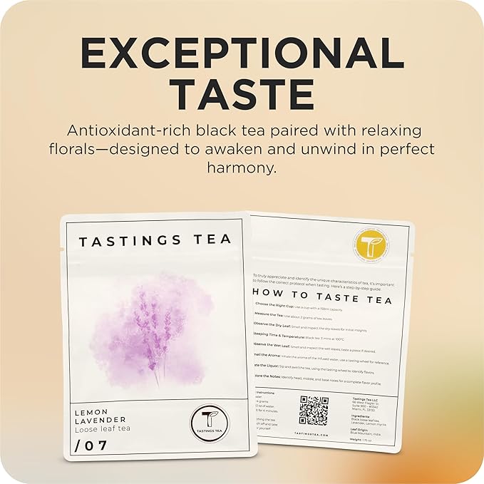 Tastings Tea Lemon Lavender Blend - 2.2oz Loose Leaf | Medium Caffeine Levels