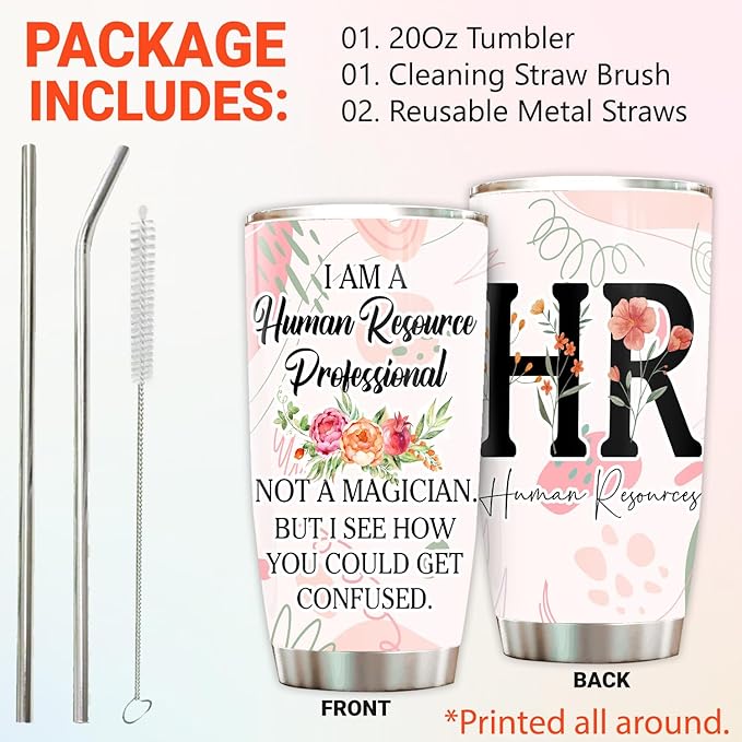Hurman Resources Tumbler - Stainless Steel 20oz Straw Lid, HR Gifts For Women Men, Human Resources Professional Day Gifts For Coworkers Funny, HR Coffee Cups For Employees Staffs (HR03)