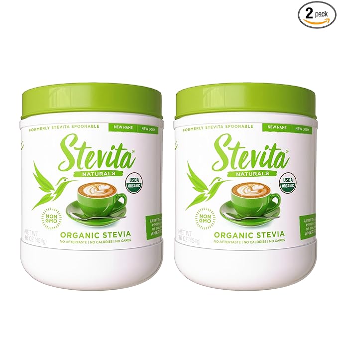 Stevita Organic Stevia - 16 oz, Pack of 2 - Stevia & Erythritol All-Natural Sweetener, No Calories - USDA Organic, Non-GMO, Vegan, Keto, Paleo, Gluten Free - 1816 Total Servings