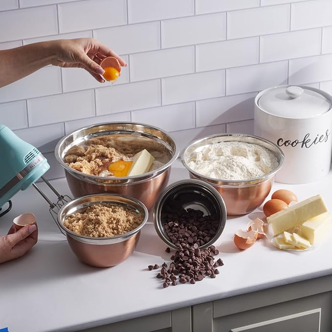 Stainless Steel Mixing Bowls-4 Pc set- Stackable Nesting Bowls - Polished Matte Finish - Cookware Set