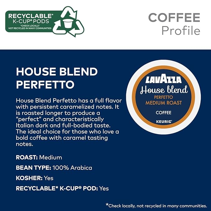 Lavazza K-Cup Coffee Pods Variety Pack, 10 Dolcevita Classico, 10 House Blend Perfetto, 10 Costiera Gran Aroma, 10 Espresso, Single Serve for Keurig, 40ct Total