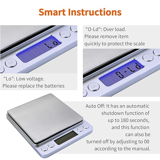 Gram Scale,Capacity 3000g Accuracy 0.1g Mini Food Scales Digital Weight Grams and Oz,Small Kitchen High Precision for Espresso,Baking,Jewelry,Soap Making,Silver
