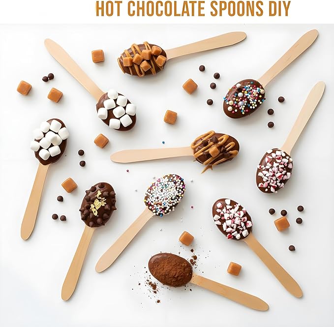 200PCS Wooden Spoons for Eating - 6.3" Bamboo Spoon Bulk, Compostable Spoons for Coffee & Hot chocolate, Biodegradable Disposable Spoon for Weddings, Parties, Catering and Craft Projects