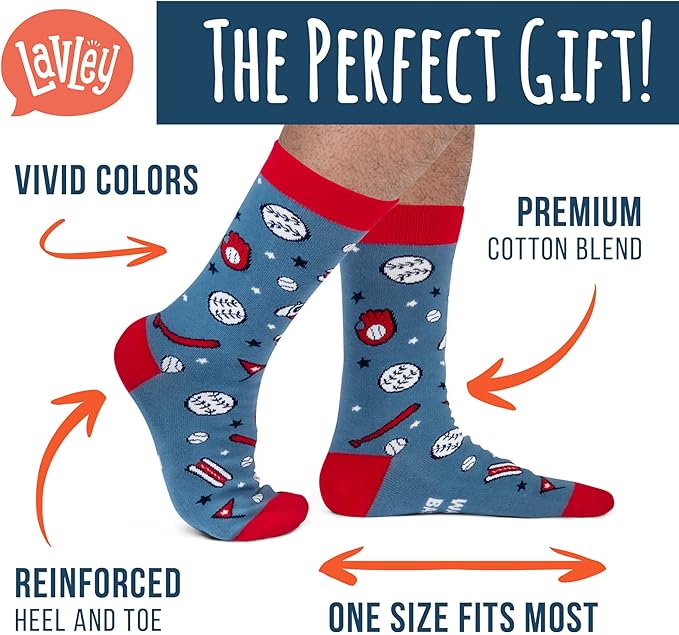 Lavley Funny Socks for Sports Fans and Players - Cool Novelty Gifts for Men, Women, & Teens