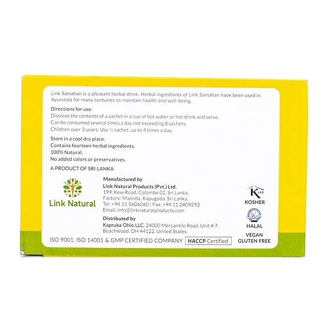 SAMAHAN Ayurvedic Herbal Tea Packets - Sri Lankan Ceylon Blend with 14 Natural Herbs Including Ginger, Black Pepper & More, Herbal Tea Bags for Wellness, Relaxation & Daily Comfort - 60 Count