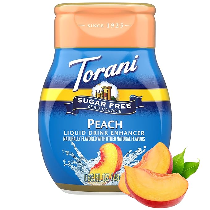 Torani Sugar Free Peach Liquid Drink Enhancer, Water Flavoring 4-Pack, 1.62 Oz Ea