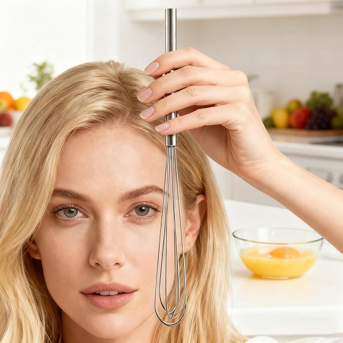 FLYINGSEA whisk,Mini whisks,small wisk,whisks for cooking,Whisk stainless steel,Cooking and Kitchen Gadget.Golden.1 Pcs