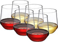 Amazing Abby - Sammy - 14-Ounce Unbreakable Tritan Wine Glasses (Set of 6), Plastic Stemless Wine Tumblers, Reusable, BPA-Free, Dishwasher-Safe, Perfect for Poolside, Outdoors, Camping, and More