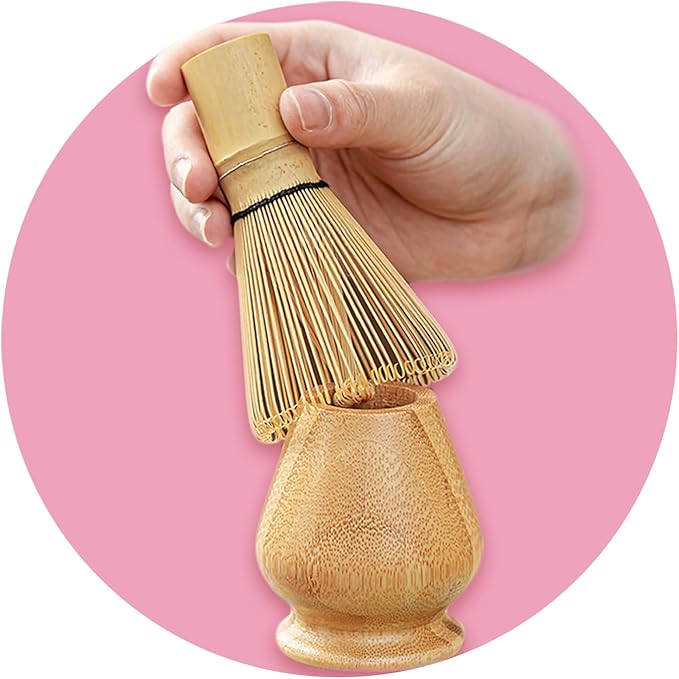 BAMBOO MATCHA WHISK SET. Ceremonial matcha kit with bowl and whisk, BAMBOO whisk holder former, powder scoop & spoon to prepare an exquisite matcha. Tea set for Christmas, Birthdays & Mom