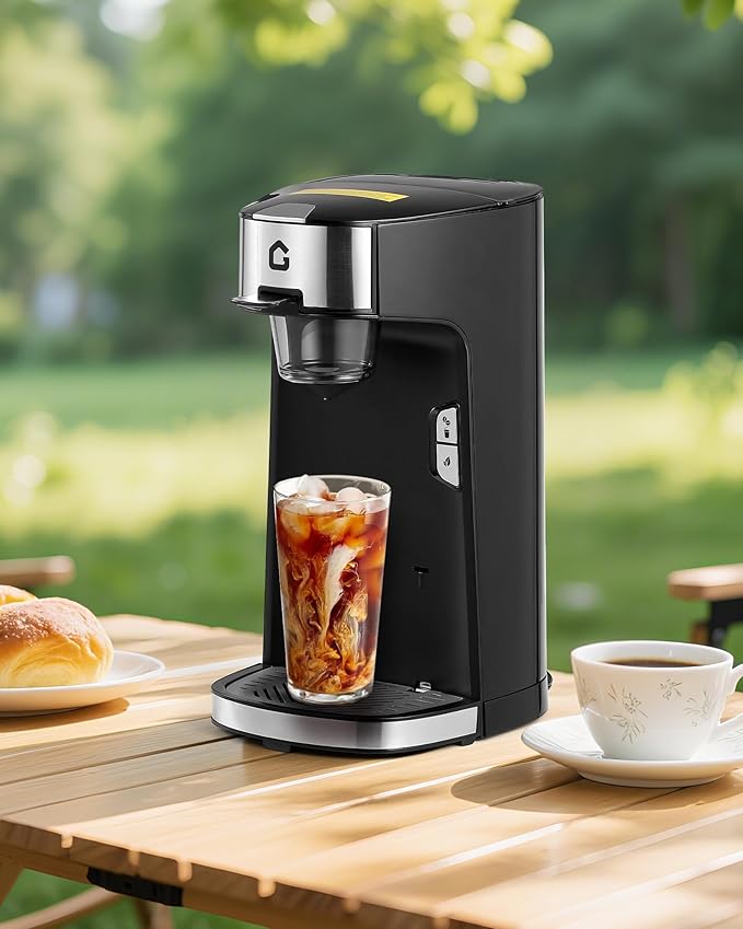 Garvee Single Serve Coffee Maker, Single Cup Small Coffee Machine with 18.6 oz Water Tank for Capsule, Ground & Tea, Portable Coffee Maker for Home Office RV Camping, Auto Shut Off, Adjustable Tray