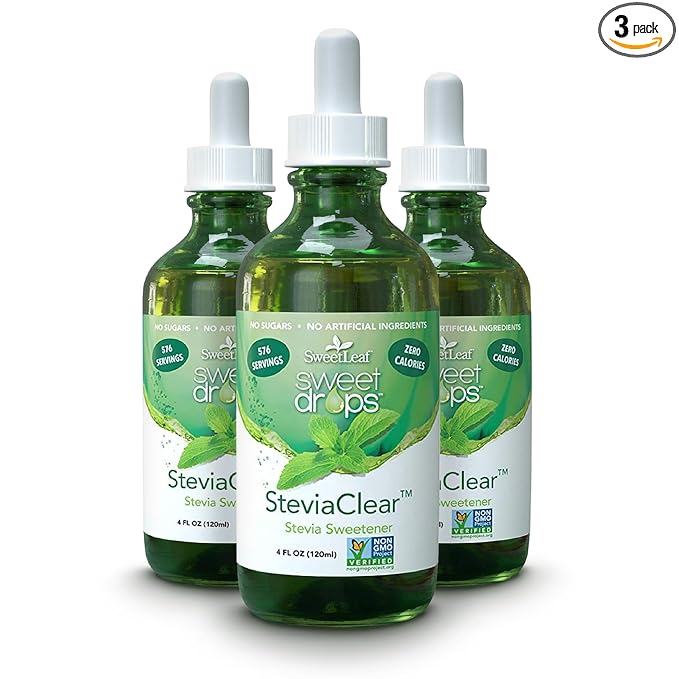 SweetLeaf SteviaClear Sweet Drops - Natural Stevia Liquid Sweetener, Pure Stevia Drops, No Bitter Aftertaste, Liquid Sugar Alternative, Zero Calorie, Keto, Non-GMO Stevia, 4 Fl Oz (Pack of 3)