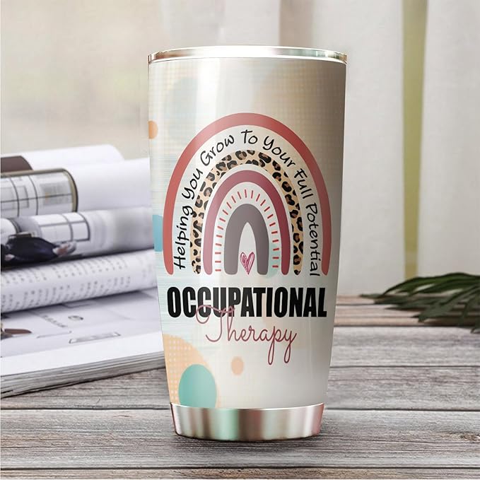 Occupational Therapy Tumbler 20oz - with Straw and Lid, Occupational Therapy Appreciation Gifts For Women Men, OT Therapist Coffee Cup For Assistant Coworker Work Accessories