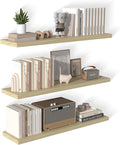 12 Inch Deep Floating Shelves for Wall 3 Pack Floating Shelfs Large Storage Space Wall Decor Display Shelf for Bathroom Living Room Bedroom Kitchen 48" W x 12" D x 1.2" H Natural Wood