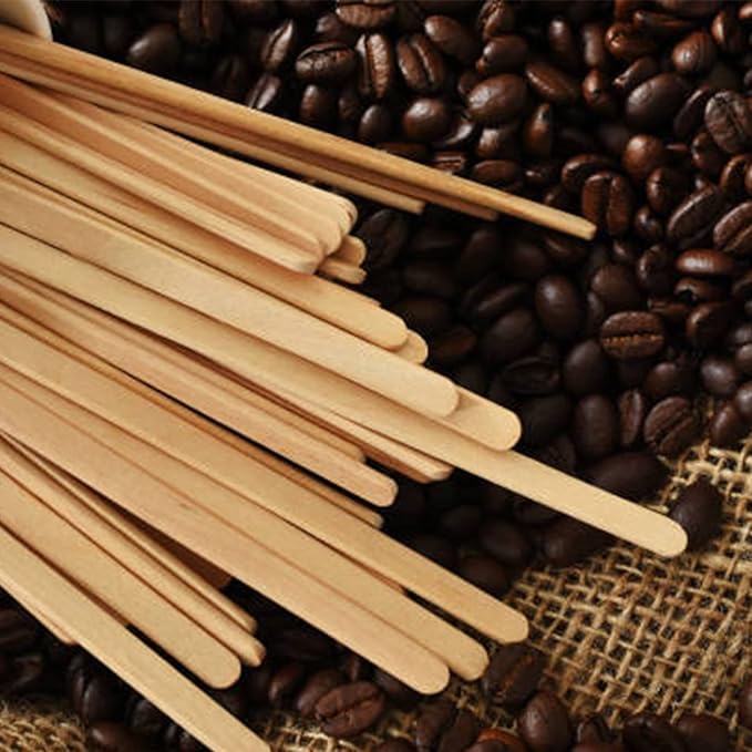 500pcs Wood Coffee Stirrer Sticks, 5.5 Inch Wooden Swizzle Stick Beverage Mixer, Eco Friendly Long Stirrer Stir Sticks for Mixing Cocktail Hot Chocolate Drinking Tea