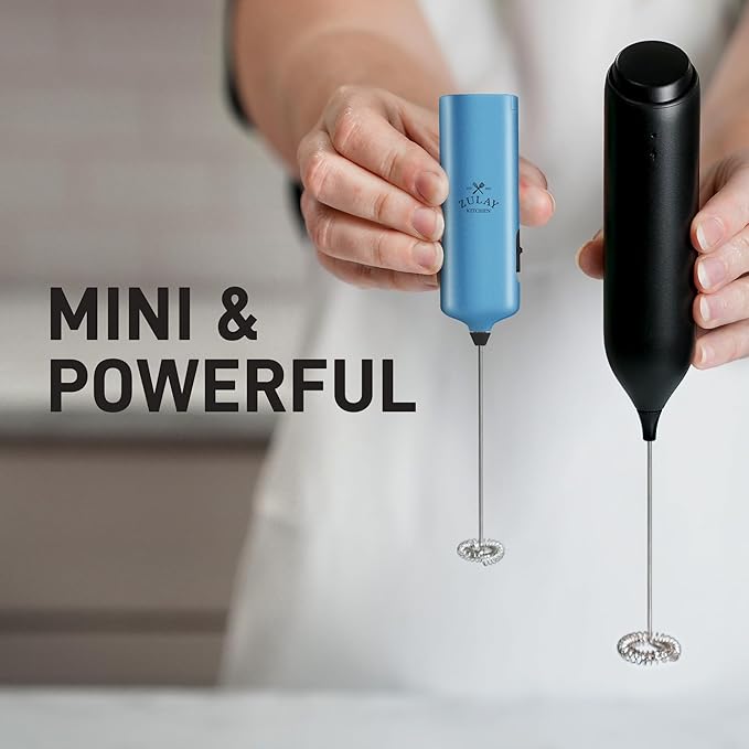 Mini & Mighty Milk Frother Wand – Powerful Handheld Coffee Frother, Battery Operated Drink Mixer – Compact Pocket Size – Detachable Whisk for Latte, Cappuccino, Matcha, Hot Chocolate – Cosmic Blue