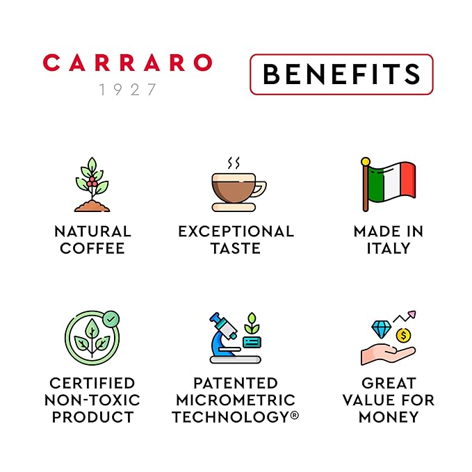 CARRARO 1927 Decerato - 100 Aluminum Espresso Pods Compatible with Nespresso Original line - Dewaxed, Wellness, Low Acidity, More Digestible, Intense Aroma, Medium Roast Espresso Capsules Made in Italy