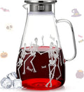 Domensi 74 oz / 2200 ml Glass Pitcher with Lid Water Pitcher with Handles Beverage Water Jar Glass Jug Hot and Cold Resistant Carafe for Tea Juice Milk Coffee Iced Beverage (Skeleton)