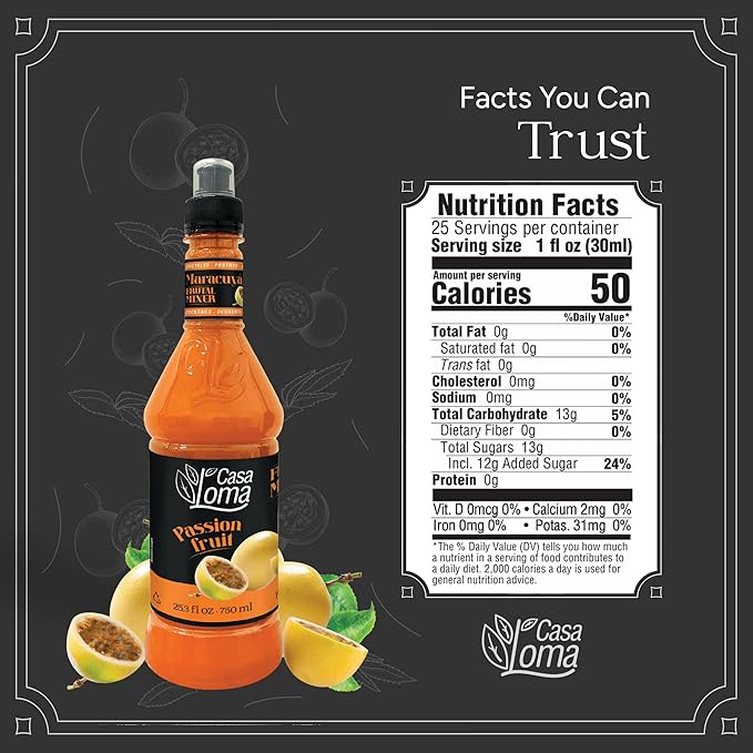 Casa Loma Premium Passionfruit Syrup – 750 ml Authentic Colombian Gourmet Artisan Crafted Syrup Sauce for Beverages, Desserts, Cooking & Mixology, Made with Real Fruit, Vegan, Non-GMO, and Gluten-Free