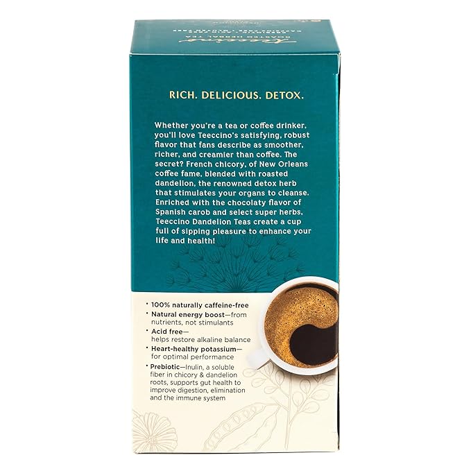 Teeccino Eggnog Herbal Tea - Holiday Dessert Tea That’s Creamy & Sweet, Prebiotic and Caffeine Free, 25 Tea Bags