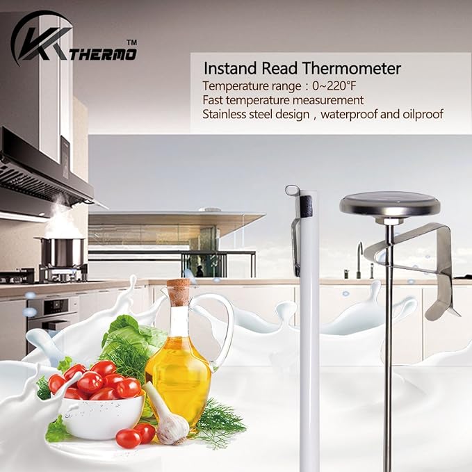 KT THERMO Instand Read 2-Inch Dial Thermometer(2 Pack),Best for The Coffee Drinks,Chocolate Milk Foam