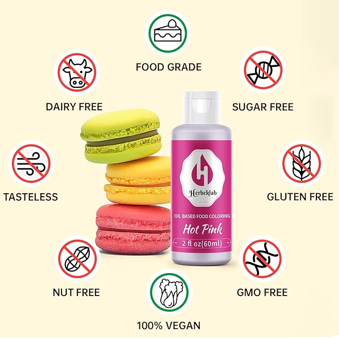 Hot Pink Oil Based Food Coloring – 2 fl oz Professional Grade Concentrated Oil Food Dye for Melting Chocolate, Candy Melts, Cake Pops, Strawberries & Baking