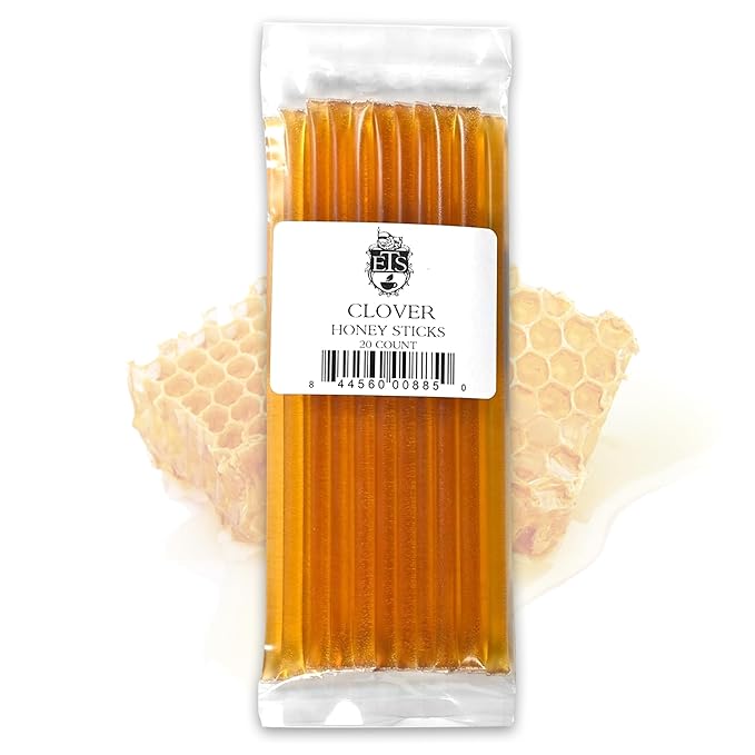 English Tea Store Honey Sticks | All-Natural Honeystix With Gluten-Free Grade A Honey | Mini Honey Stick For Tea, Cake Pops Or Snacks | Portable Sweet Treat | Clover Flavored Honey Sticks - 20 Count