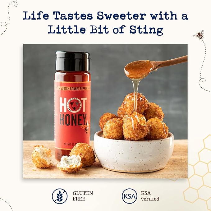 Savannah Bee Company Hot Honey Gluten Free and 100% Pure Honey Infused with Sweet Wildflower- Heat from Wildflower and Habanero Peppers 12 oz Squeeze Bottle