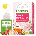 LOOMICA Peach Herbal Tea, Caffeine-Free, Peach Tea Bags with Rosehip, Hibiscus, Chamomile & Orange Peel, Naturally Balanced Sweet & Tangy, Refreshing Fruity Herbal Blend, No Artificial Sugar, 20 Counts