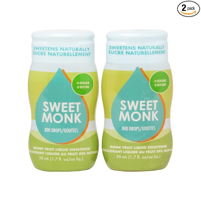 SweetMonk - 100% Pure Original Monk Fruit Sweetener Liquid Sugar Substitute - 1.7oz | No Water Added MonkFruit Extract | 0 Calorie Keto Friendly MonkFruit Drops | Vegan Gluten Free | No Stevia (2-Pack)
