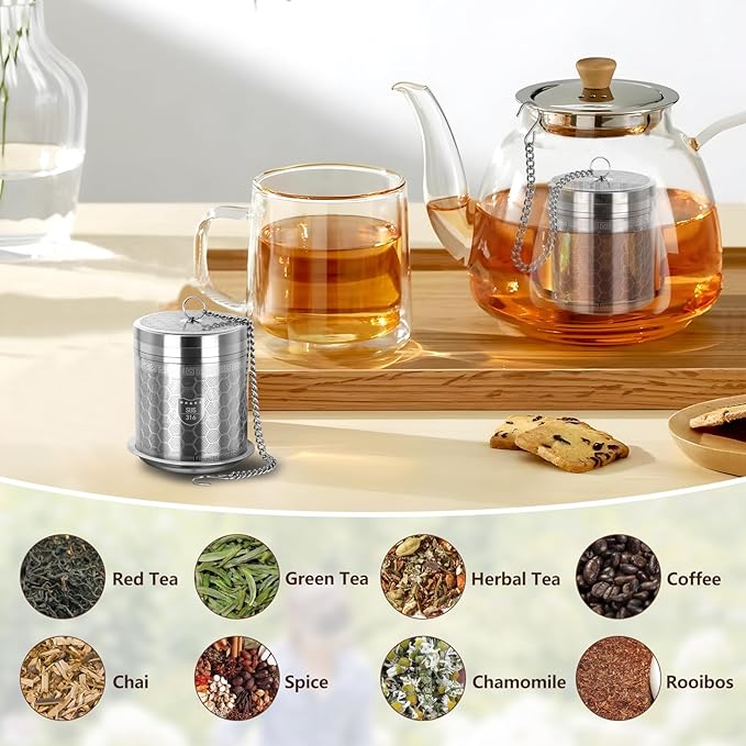 316 Stainless Steel Tea Strainer for Loose Leaf Tea (1, Large)