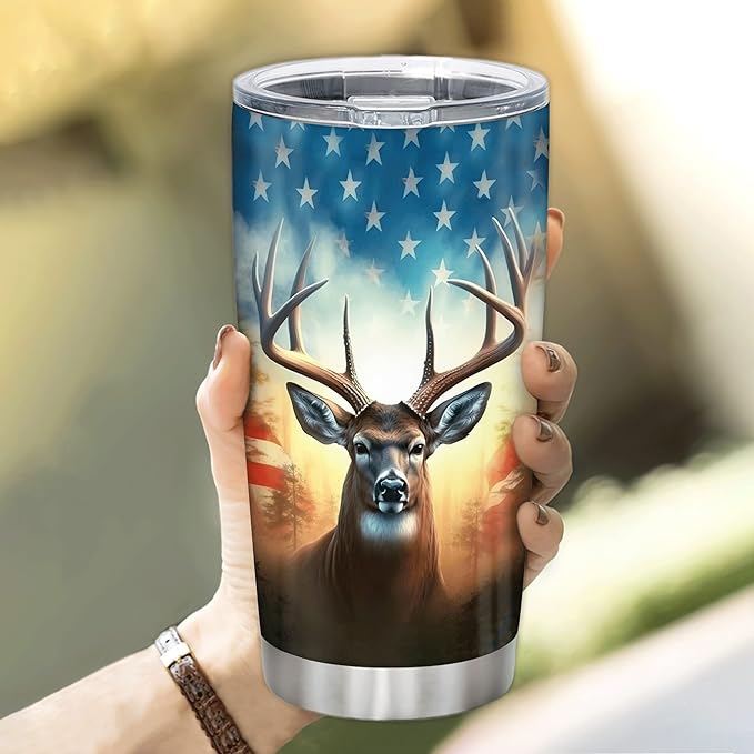 Hyturtle Personalized Hunting Gifts For Men - Deer Hunting Tumbler 20 Oz Travel Coffee Mug Stainless Steel - Fathers Day Hunting Gift For Dad, Him, Boy, Husband, Hunters On Birthday, Christmas